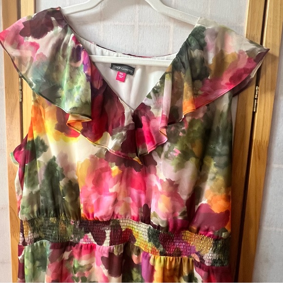 VINCE CAMUTO Floral Watercolor Ruffle Sleeve Midi Dress|  XXL - Picture 10 of 10